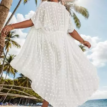 Купальник большого размера Fattened Plus Size для женщин, сексуальный, облегающий, солнцезащитный, пляжный, блузка для отдыха XL белый