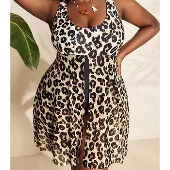 Купальник большого размера с принтом в виде юбки, цельные трусы, закрывающие живот и выглядящие стройными, женский купальник 0XL