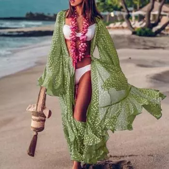 Купальник Cover Up Dot Print Tight Up Красивое кружевное летнее пляжное платье с талией