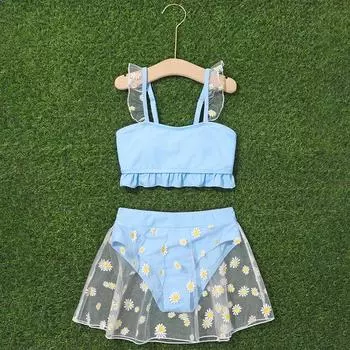 Купальник для девочек, комплект, детский разделенный купальник из двух частей для девочек 160