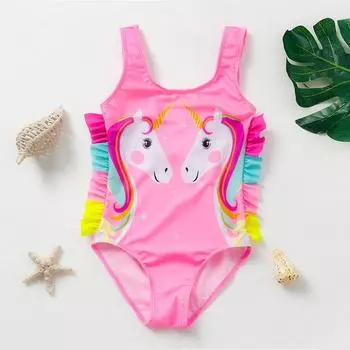 Купальник для маленьких девочек от 2 до 10 лет, цельный детский купальник, одежда для плавания для девочек, детский купальный костюм с героями мультфильмов, купальный костюм для девочек 5XL синий