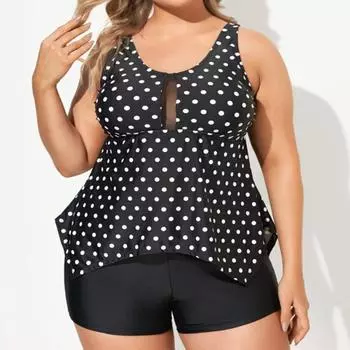 Купальник для полных женщин больших размеров, консервативные и худые боксеры, подтяжки, раздельный купальник из двух частей XL чёрный