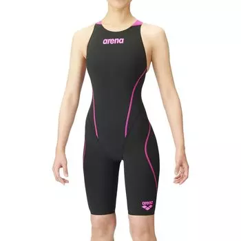 Купальник для соревнований Arena для девочек, юниорский AQUAFORCE Fusion Tri Junior, полукомбинезон с открытой спиной, черный x черный x розовый, R130 [Одобрено FINA] (Перекресток)