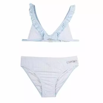 Купальник-двойка с бантом, синими полосками, бретелями и рюшами детский NAF NAF