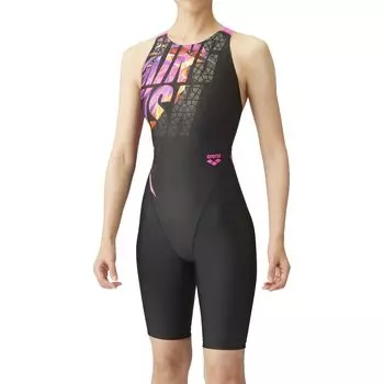 Купальник гоночный цельный черный x розовый L [Arena] (Открытая спина/полушаг) Женский (БКПК)