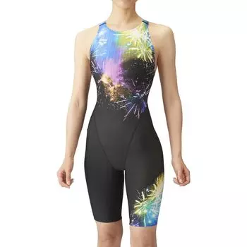 Купальник гоночный цельный гетры черный x синий M [Arena] (Открытая спина/полушаг) Женский (БКБУ)