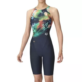 Купальник гоночный цельный гетры темно-синий x изумрудный размер O [Arena] (Открытая спина/полушаг) Женский (НВЭМ)