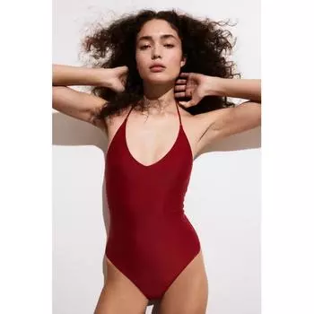 Купальник HM с воротником-бретелькой темно-красный