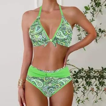 Купальник из двух частей, купальники для женщин, пляжная одежда, купальный костюм, пуш-ап, бикини, бандо, женский купальник, женские купальники XS зелёный