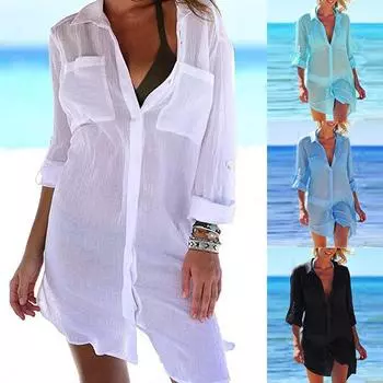 Купальник из мятой ткани с двумя карманами и потайными пуговицами, рубашка-бикини, купальник для женщин L чёрный