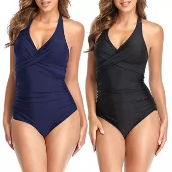 Купальник консервативный женский многоцветный цельный купальник большого размера для похудения S