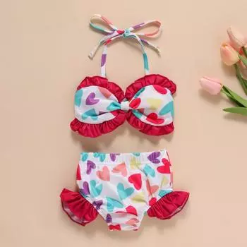 Купальник на слинге с бантом для девочек, комплект плавок, праздничная пляжная одежда, 2 шт. 80