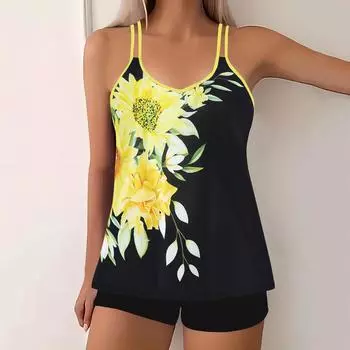 Купальник Push Up Женский бикини Комплект со шнуровкой Купальник Женский бикини Плюс Размер XS жёлтый