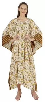 Купальник с капюшоном Moomaya, кафтан, кимоно, рукава, с разрезом по бокам L бежевый