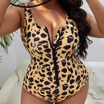 Купальник с леопардовым принтом больших размеров 0XL