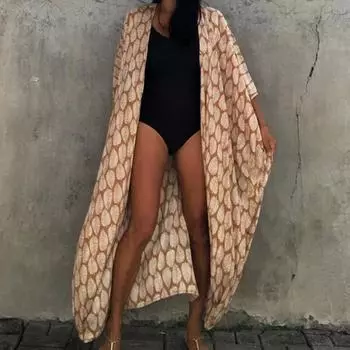 Купальник с принтом листьев и принтом на половину талии, солнцезащитный крем с рукавами, плотное бикини, пальто, пляжная одежда жёлтый