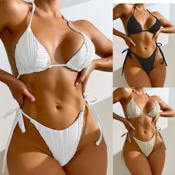 Купальник Сексуальное Полосатое Однотонное Бикини S