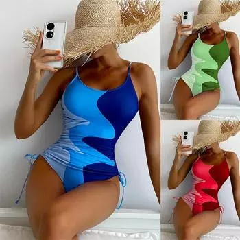 Купальник Yonghe новый слитный купальник европейский и американский сексуальный женский купальник однотонный купальник S красный