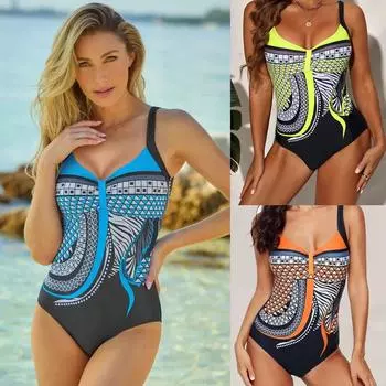 Купальник, женский цельный купальник, сексуальный купальный костюм с эффектом пуш-ап, женский купальный костюм, пляжная одежда с принтом, большие размеры xxl