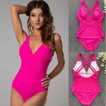 Купальник женский цельный купальник для женщин однотонный купальный костюм с эффектом пуш-ап пляжная одежда женский боди