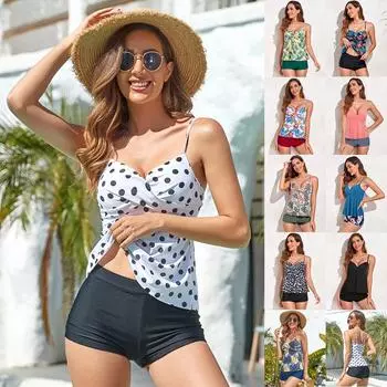 Купальник женский плюс размер юбка с разрезом бикини купальник с принтом бикини костюм S