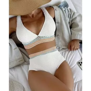 Купальник женский с разрезом в трех точках, сплошной цвет, специальная ткань, глубокий V-образный вырез, высокая талия, черные комплекты бикини M розы красного