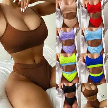 Купальники Бикини Pad Купальники Модные бикини Купальник Пляжная одежда Набор Сексуальные бикини Женские бикини Женский купальник XS белый