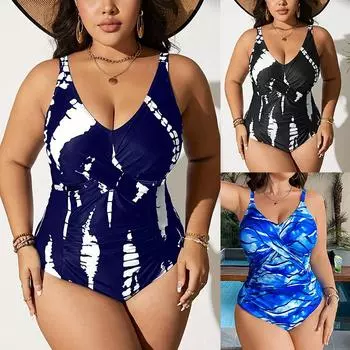 Купальники больших размеров для женщин 2025 года, сексуальный женский купальник-бикини, цельный купальный костюм, танкини, большая пляжная одежда, купальные костюмы, монокини 0XL чёрный