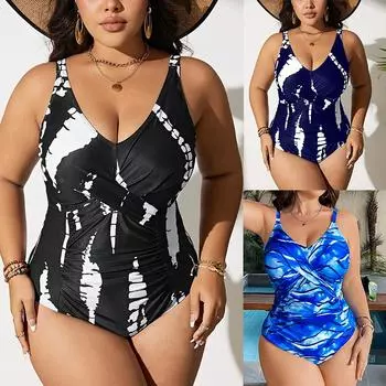 Купальники больших размеров для женщин 2025 года, сексуальный женский купальник-бикини, цельный купальный костюм, танкини, большая пляжная одежда, купальные костюмы, монокини 0XL чёрный