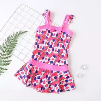 Купальники для девочек, летние милые детские цельные платья для девочек, детский купальный костюм с героями мультфильмов M розовый