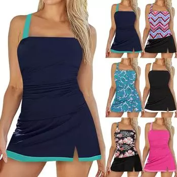 Купальники для женщин, купальники танкини для женщин, комплекты бикини из 2 предметов, винтажный купальник, купальный костюм для женщин, контроль живота S чёрный