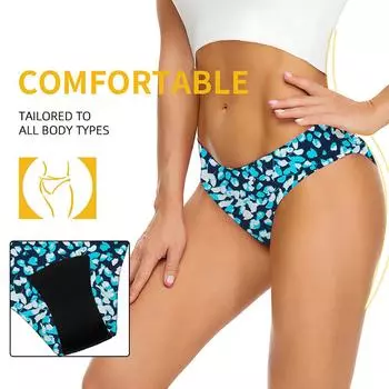 Купальники, менструальные герметичные бикини, впитывающие штаны, плавки с высокой талией для женщин-подростков L синий