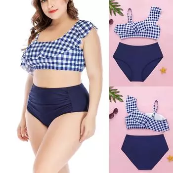 Купальный комплект из двух частей для женщин больших размеров с завышенной талией и бикини-комплектом XL