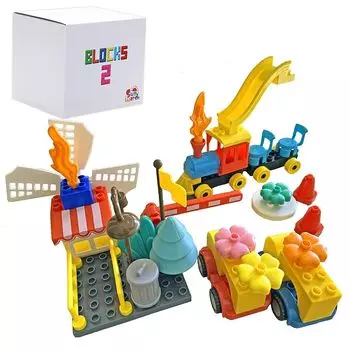 [Купить больше специальных блоков] специальные блоки 56 штук blox 2 lego duplo duplo anpanman block base plate car block train block block Sunwards