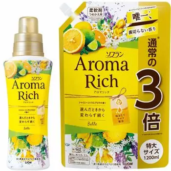 Купить большой смягчитель воздуха Soflan Aroma Rich Bell Citrus Aroma 520 мл, сменный блок Extra Large 1200 мл [объемная емкость] (Блестящий Аромат) +