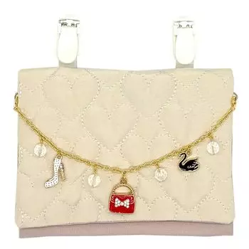 Купить Мобильный карманный карманный клатч с клипсой для девочек и детей старшего возраста Простой карманный клатч Сделано в Японии с подвеской в виде сердца Стеганый бежевый клатч [Ювелирные изделия