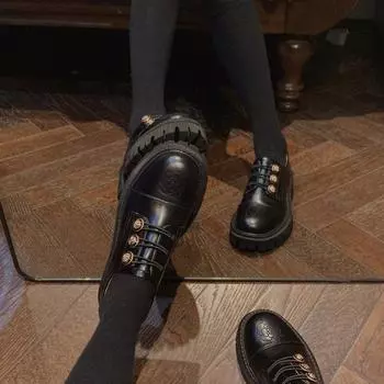 Купить одежду Ретро лоферы на толстом каблуке Женские туфли Camellia Small Leather Shoes Весна и лето Туфли Mary Jane Single 35 коричневый