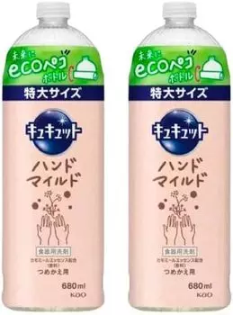 купить с CuCute Hand Mild Chamomile Scent Extra Large Refill 680 мл x 2 флакона В комплекте с губкой для мытья посуды x 2 [Бонус за объем] (бутылки для повторного наполнения)