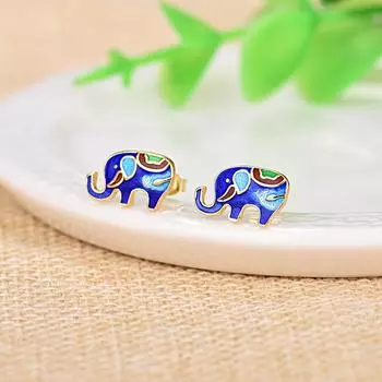 Купите милые серьги-гвоздики из стерлингового серебра 925 пробы, красивые маленькие серьги в виде слона, женские этнические изящные ювелирные серьги