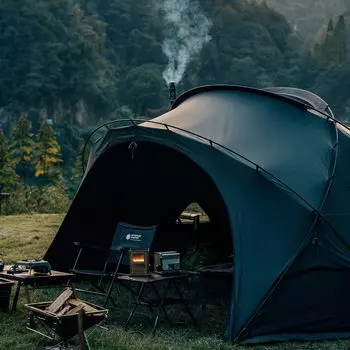 Купольная палатка Springhill Kunlun для людей с дымоходом, отдельно стоящая, расширяемая, на 4 сезона, водонепроницаемая и ветрозащитная, 40D, обработанная силиконом, нейлоновая гостиная чёрный