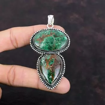 Куприт Хризоколла Кулон Стерлингового Серебра 925 Кулон Ювелирные Изделия Из Драгоценных Камней Винтаж Кулон Ручной Работы Этнический Кулон Подарок Для Мамы Изящные Ювелирные Изделия