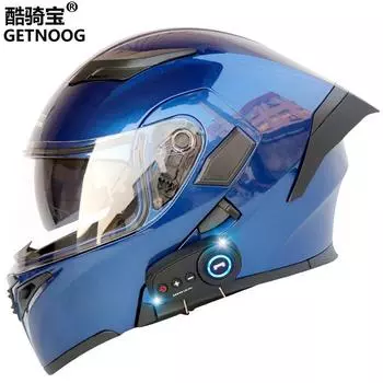Kuqibao + электрический мотоциклетный шлем Bluetooth + откидной шлем + мотоциклетный шлем + FM дальнего действия с хвостовым крылом XL кислотные зеленого