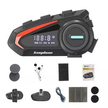 KUQIBAO Гарнитура для мотоциклетного шлема BT5.1 Наушники с шумоподавлением Водонепроницаемая поддержка громкой связи Soft Microphone чёрный