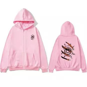 Kurama женская толстовка с капюшоном на молнии с карманом и длинным рукавом Oversize Kurama женская толстовка с принтом осень-зима свободные толстовки на молнии стили с буквами S