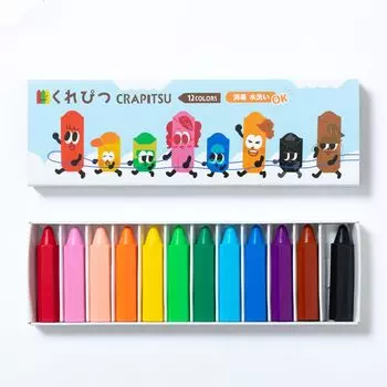 Kurepitsu Crayon Drawing Get Your Hands Easy to Made in Sleeve, набор из 12 цветов, образовательный, детский, не пачкается, не ломается, держать, Япония, коробка,