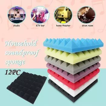 (Курица Кунг Пао)12 шт. самоклеящаяся звукопоглощающая губка для самостоятельного изготовления, звукоизоляционная губка One Size чёрный