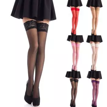 (Курица Кунг Пао)Чулки выше колена, нескользящее прозрачное нижнее белье Babydoll с высоким бедром, сексуальное женское белье One Size бежевый