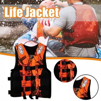 (Курица Кунг Пао)Спасательный жилет для взрослых, спасательный жилет, каяк, лыжная плавучесть, рыбалка, водный спорт M оранжевый