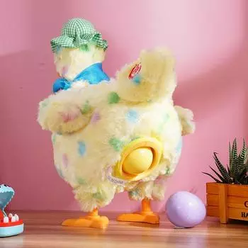 Курица, несущая яйца, плюшевые игрушки, забавная игрушка-цыпленок, детская антистрессовая подделка с электрической игрой, музыка для A3O3 Yellow dots-one size
