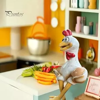 Курица орнамент смола ручная роспись сидящая статуя цыпленка украшение забора фигурка цыпленка для дома сад лестница ферма патио разноцветный